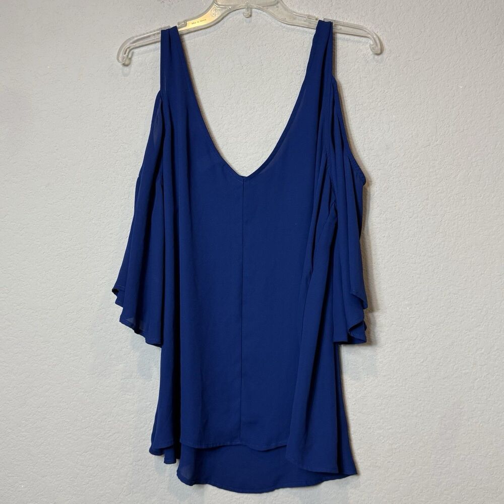 Torrid Cold Shoulder Top Vibrant Royal Blue Draped Bell Sleeves Women’s Plus 1X - Picture 5 of 5